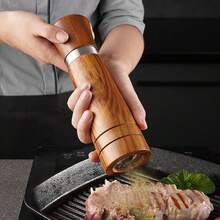 2件套相思木盐和胡椒研磨器套装，胡椒研磨器和盐瓶配竹勺 - 可重复填充的香料和盐容器，可调节粗细的手动胡椒研磨器和盐研磨器，厨房研磨工具（8英寸/10英寸） - 彩色 - 查看 7