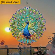 1 Pack 10 Inch Colorful Peacock Spreading Tail 3D Wind Spinner, Wind Spinner Kit With 360° Swivel Hook DIY Wind Chime, All Season Holiday Hanging Decor, Creative Gift For Christmas Halloween Outdoor Ornament - A - View 7