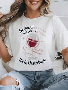 Funny Red Wine Wine Lover T-Shirt Gift For Men And Women Unisex All Seasons Funny Loose And Comfortable T-Shirt - Back - View 8