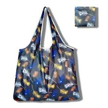 Large Capacity Foldable Shopping Bag, Foldable Bag, Creative Portable Printed Tote Storage Bag - Multicolor - View 2