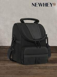 NEWHEY Bolso de mensajero pequeño para hombres, bolso de hombro para fotografía de viaje, bolso de almacenamiento de accesorios de fotografía ligero, bolso de hombro DSLR - Bolso de mensajero impermeable y ligero, esencial para la fotografía de viaje (gran capacidad) - Negro - Ver 7