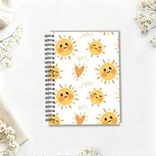 1pc A5 Notebook, Cute Smiling Face & Sun Cartoon Cover Spiral Bound Journal, Suitable For Back To School, Daily Note Taking, Mood Diary - A5 - View 3
