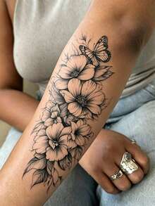 3 Sheets Body Art Temporary Tattoos For Women,Colorful And Black Butterfly And Flower Patterns.Waterproof Fake Tattoos,Last 2-5 Days,Can Be Used On Arms,Neck,Shoulders,Chest,Waist,Legs,Ankles.Suitable For Wedding, Parties,Vacations,Body Decorations. - Multicolor - View 8