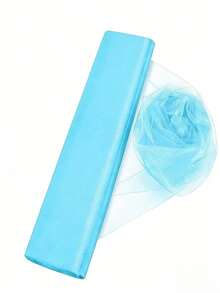 1/2/5pcs Blue Organza Arch Fabric,Gender Reveal Party Decoration,Gender Reveal Party Supplies,Baby Shower Gift,Baby Shower Decoration,Baby Shower Party Chair Back Decorations,Birthday Decor Table Flags,Mesh Table Flags,Birthday Party Decorations,Gift Packaging Yarn,Dining Table Center Decoration,Flower Packaging Yarn,Party Gifts, Newborn Baby Party Decor,Party Supplies,Party Favors - Blue - View 6