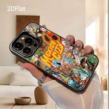 Nueva funda para teléfono con ilustración artística 2D estilo Ciudad de México, de alta gama, sencilla, moderna y creativa, resistente al amarilleo y al desgaste, con impresión UV para iPhone serie 17, 16, 15, 14, 13, 12, 11 Pro Max Plus Pro Air E. Perfecta como regalo para novio o novia en la Copa del Mundo, Pascua, Carnaval, Día de San Valentín o cumpleaños. [Desarrollo Personalizado 0412] - Negro - Ver 3