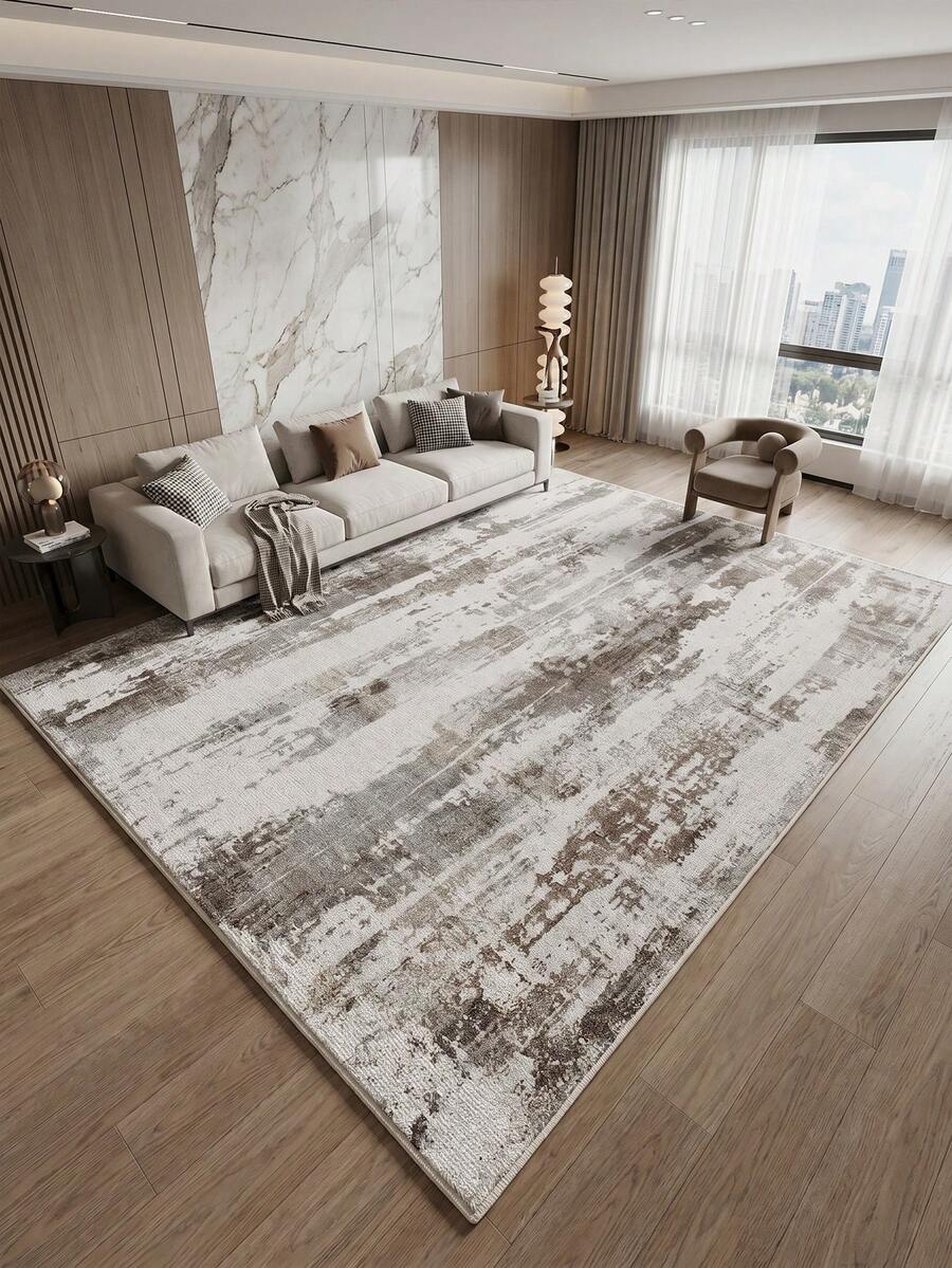 1 Stück moderner abstrakter Teppich, Teppich mit mehrfarbigem Streifenmuster, weich anzufassender kurzer Flor zeitgenössischer Bodenbelag, geeignet für Schlafzimmer, Esszimmer, Büro, Heimdekoration und Fußmatte, einsetzbar für verschiedene Anlässe wie Musikfestivals, Hochzeiten und täglichen Hausgebrauch - Verschiedenfarbig - Übersicht 1