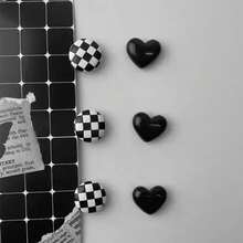 6pcs/12pcs Vintage Black & White Round And Heart Shaped Refrigerator Magnets, Creative Fridge Stickers, Suitable For Kitchen, Room And Office Decor, Cute Office Desk Accessories - Multicolor - View 5