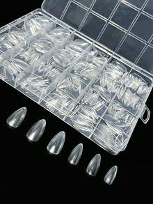 504 móng tay giả hình hạnh nhân - Móng tay dài, trong suốt, hình tròn, thích hợp cho nghệ thuật làm móng acrylic phủ toàn bộ, sản phẩm chăm sóc móng tại nhà và salon. - Trong sáng - Xem 1