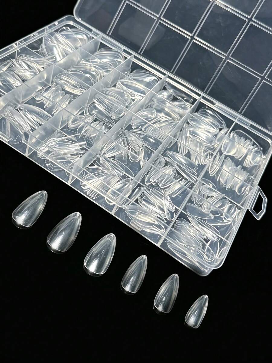 504 móng tay giả hình hạnh nhân - Móng tay dài, trong suốt, hình tròn, thích hợp cho nghệ thuật làm móng acrylic phủ toàn bộ, sản phẩm chăm sóc móng tại nhà và salon. - Trong sáng - Xem 1