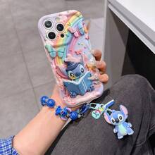 Disney Has Authorized, Phone Case - Chain Set, The Stitch Lilo & Stitch 3D Phone Case Plus A Silicone 3D Stitch Bracelet With Metallic Ring Removable Bracelet, Stitch And Angel Pattern, Compatible With Iphone17/16/15/14/13/12/11/XS/XR/X Plus Pro Max, A Stylish Cartoon Phone Case, The Perfect Gift Choice, Phone Protection, Durable Phone Cover, Great Gift For Friends And Family. - trắng - Xem 6