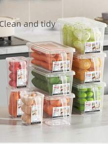 1 pieza Caja de almacenamiento para puerta lateral de refrigerador estilo cajón, organizador de congelador para huevos y alimentos de cocina - transparente - Ver 3