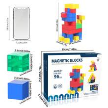 Magnetic Cube Building Blocks Colorful Multi-Color Children Preschool Montessori Sensory STEM Educational Toy DIY Creative Magnetic Construction Bricks Puzzle Game For Boys Girls 3+ Years Old Birthday Gift - Multicolor - View 9