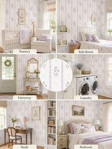SUPSTICKER Floral Striped Wallpaper, Peel And Stick Removable, 17.72x53.15/88.58/141.73 Inches, 3 Styles, Suitable For Bedroom And Living Room - 1PC - View 10