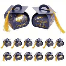 10 piezas Caja de dulces de graduación 2026 con borla, Caja de regalo de fiesta de graduación 2026, 9 diseños disponibles - Ver 8