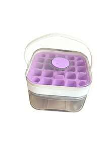 1 pieza Bandeja de cubitos de hielo de doble capa, bandeja de cubitos de hielo deslizante de 50 ranuras, bandeja de almacenamiento de plástico de doble capa, apilable para ahorrar espacio, enfriamiento de bebidas, adecuada para cubitos de hielo de fruta caseros y almacenamiento congelado - Esencial para la cocina del hogar, diseñada específicamente para hacer hielo - Talla única - Ver 5