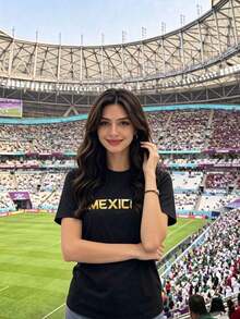 Women's Mexico Football Jersey With Heart Flag - Sporty Style Oversized Green  Y2K Football Motif V Neck Short Sleeve - -4 - 查看 11