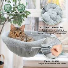 毛绒猫吊床、宠物床、猫桌床、圆桌猫床、猫吊床、桌面猫床、可折叠电脑桌猫床 - 均碼 - 查看 7