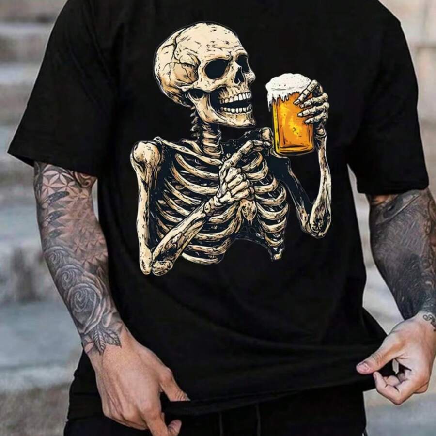 Printed T-Shirt For Men And Women - Black - View 1