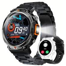 EIGIIS 3ATM 防水男士運動智慧手錶 KE3,附 LED 手電筒,相容 Android 手機 (通話/撥號),1.45 吋 HD 螢幕,110+ 種運動模式,睡眠監測 - 彩色 - 查看 16