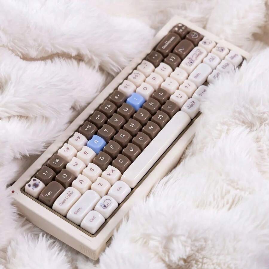 149鍵亮面PC材質糖果色機械鍵盤鍵帽,暹羅貓剪影設計,適合貓咪主題機械鍵盤,可愛禮物選擇 - 查看 1