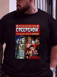 Men's Plus Size Creepshow Horror Comic-Shirt Featuring Classic Art And Vintage Movie Posters Fans Of Spooky Tales  Women's Round Neck Short Sleeve Washable Summer Top Cotton Plus Size Tshirt Fashionable Women's Clothing Graphic Tees Women - 黑色 - 查看 3