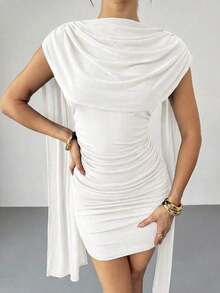 MEXVestido elegante y casual con cinta fluida y delgada, vestido de festival/vestidos elegantes para fiesta/atuendos de Acción de Gracias para mujeres/vestido de Año Nuevo/vestidos de invierno para mujeres/ropa de otoño/vestido de Año Nuevo/vestido de fiesta/falda negra/vestido negroMEX HPDF - Blanco - Ver 8