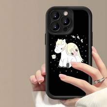 Molly rubia unicornio blanco noche estrelladafunda de teléfono Fundas compatibles con ,Apple,VIVO,OPPO,,, y Honor.Fabricadas en silicona TPU,ofrecen protección contra golpes y caídas.correa para celular - Negro - Ver 1