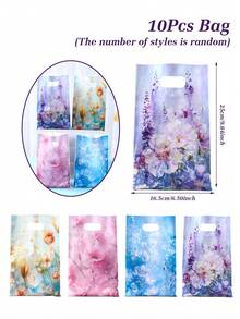 50个/套 花卉油画图案塑料礼品袋，绘画艺术手提袋，生日派对装饰，花卉主题派对用品，礼品包装，婚礼装饰，婴儿派对，购物袋，春季装饰，派对回礼 - 油畫花卉 - 查看 12