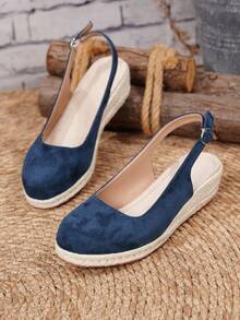 Women's Comfortable Non-Slip Apricot Linen Rope Platform Wedge Sandals, Suitable For Spring And Summer Vacation - Blue - View 5
