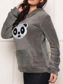 Women's Warm Panda Winter Sweater - 灰色 - 查看 2