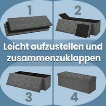 Banc de rangement, tabouret de rangement, pliant, 43,3 x 15 x 15 pouces (110 x 38 x 38 cm), housse en imitation de lin, pour chambre à coucher, couloir, salon, gris foncé - Dunkelgrau - Übersicht 10