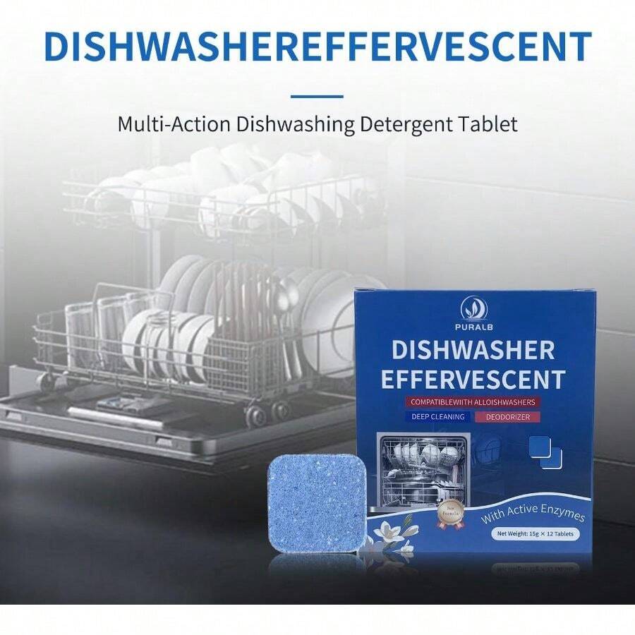Dishwasher Cleaner Tablets - 24 Tabs (2x12 Pack), 1-Year Supply Heavy Duty Deodorizer Tabs Deep Cleaning, Descaler Pods Remove Limescale Grease, Septic  All Dishwasher Brands - - Liquid - View 1