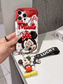 This Disney Mickey Mouse Lanyard Phone Case Is Fully Covered In TPU Material. It's Shockproof, Lightweight, And Compatible With IPhone17/16/11/13/15/15 Plus/15 Pro/15 Pro Max/12/14 Pro Max/11 Pro Max/12 Pro/12 Pro Max/13. This Phone Case Makes A Popular Birthday Gift Or Business Gift; It's Durable, Stain- And Fingerprint Resistant, And Suitable For Both Men And Women. The Set Also Includes A Mickey Mouse Phone Case And A Mickey Mouse Plush Bracelet. It's A Perfect Gift For Friends And Family. This Stylish Phone Case Is Fun, Lightweight, And Durable. IPhone17 Pro Max Phone Case, Minnie Mouse Phone Case. - trắng - Xem 1