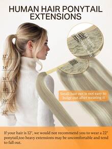 DOORES Invisible Ponytail Hair Extensions, Easy To Install, 100% Human Hair, Straight, 14-22 Inches, 75-90g, High Quality Remy Hair Extensions With Clips, Natural Look And Soft Touch - S17A/60A - View 4