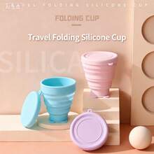 Silicone Water Cup, Portable Folding Cup, Retractable Travel Cup, Outdoor High-Temperature Resistant Mini Toiletries - Light Purple - View 4