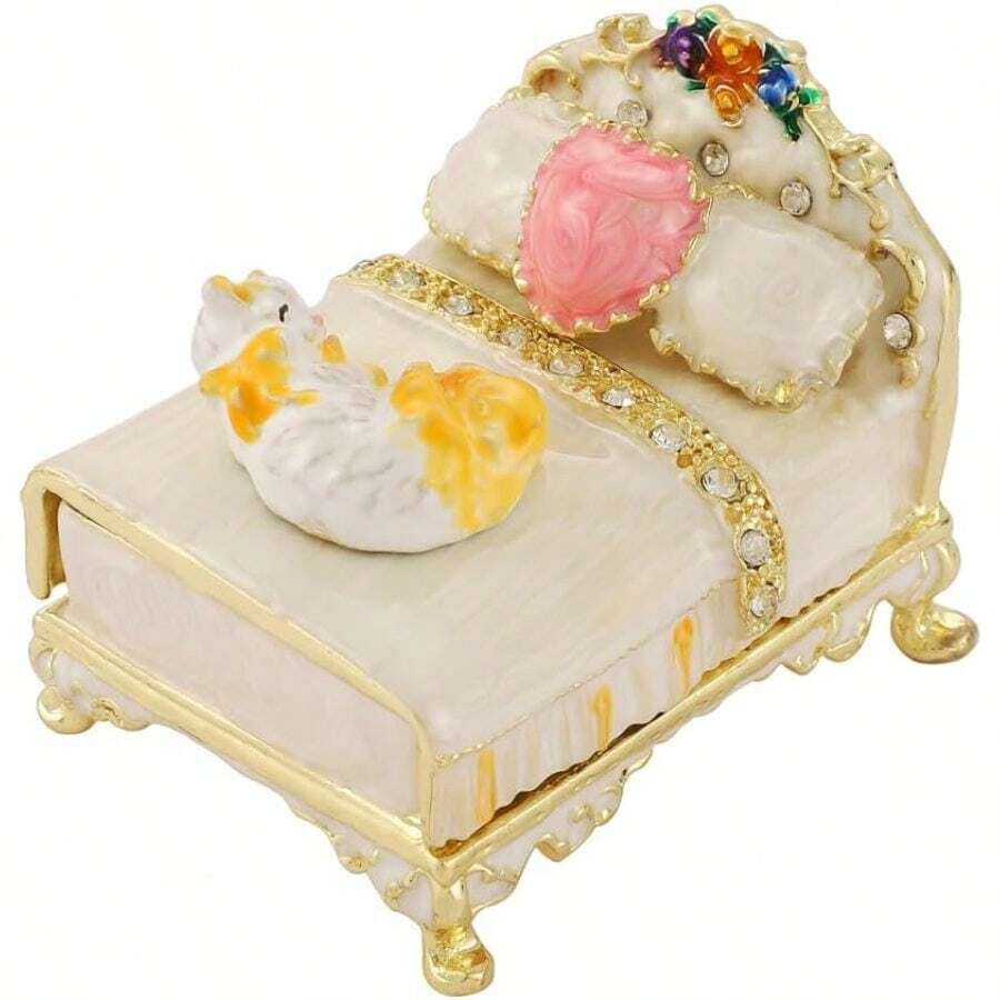Bed Shape Trinket Box Hand-Painted Small Jewelry Boxes Enamel Wedding Favor Women - Cat Bed - View 1