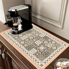 1pc Pattern Printed Absorbent Dish Drying Mat, Home Decor, Suitable For Espresso Machine Surface, Sink, Faucet, Bathroom, Kitchen Accessories - Multicolor - View 8
