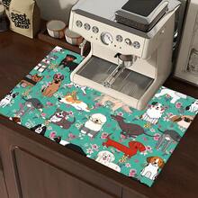 1pc Animal Pattern Printed Absorbent Dish Drying Mat, Home Decor, Suitable For Espresso Machine Countertop, Sink Drain Mat, Soft Faucet Pad, Bathroom Cup Mat, Kitchen & Bathroom Accessories - Multicolor - View 10