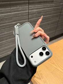 Keychain,Lanyard 1pc Gray Short Lanyard Soft-Touch Matte Transparent Phone Case Compatible With IPhone 17, 17 Pro, 17 Air, 17 Pro Max, 11, 11 Pro, 11 Pro Max, 12, 12 Pro, 12 Pro Max, 13, 13 Pro, 13 Pro Max, 14, 14 Pro, 14 Plus, 14 Pro Max, 15, 15 Pro, 15 Plus, 16, 16 Pro, 16 Pro Max, 16 Plus - Grey - View 4