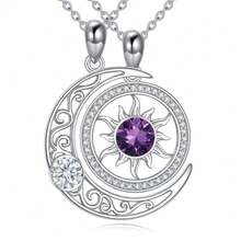 Collar para parejas para 2 regalos de joyería de sol y luna - Abril y febrero - Ver 9
