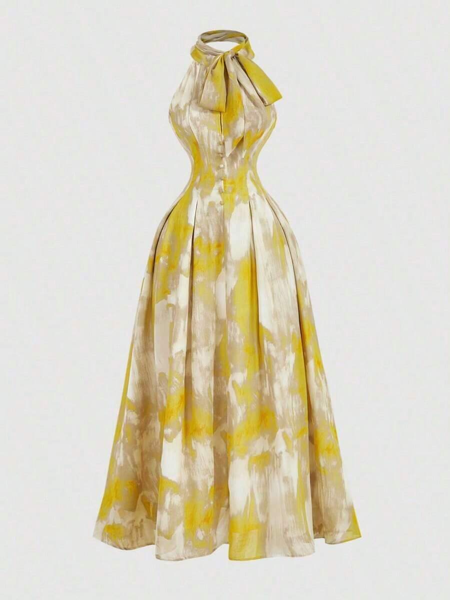 Women Midi Dresses - 黃色 - 查看 1