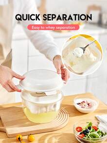 Meoky Greek Yogurt Strainer With Lid, Large Capacity Round Yogurt Filter Container, Whey Separator For Homemade Greek Yogurt And Soft Cheese, Reusable Food Strainer For Refrigerator Kitchen And Daily Use - View 5