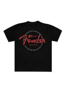 Fender Circle Logo Tee Men's Short Sleeve T-Shirt Men's Pullover Printed Fashionable Pure Cotton Comfortable - Black - View 1