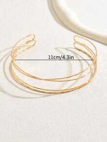 1pc Chic Retro Hollow Out Open Collar Necklace, Classic Design - Gold - View 3