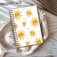 1pc A5 Notebook, Cute Smiling Face & Sun Cartoon Cover Spiral Bound Journal, Suitable For Back To School, Daily Note Taking, Mood Diary - A5 - View 5