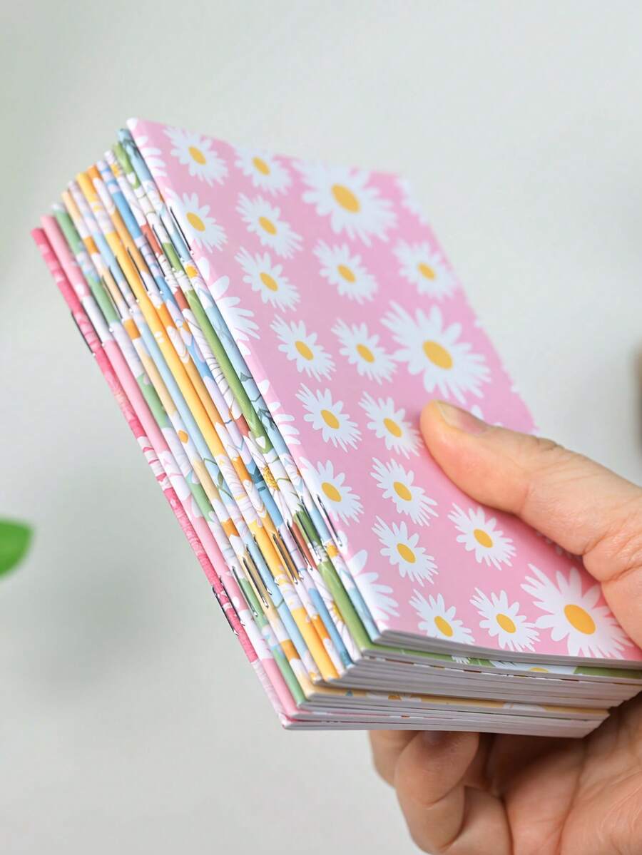 Set Of 12 Random "Spring Daisy" Pocket Notebooks - Lined Pages, Durable Saddle-Stitch Binding; Perfect For Family, Friends, Classmates, And Colleagues. - one-size - View 1