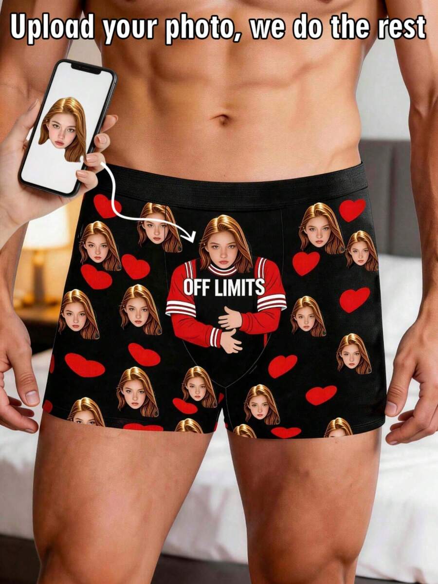 Customizable Graphic Men's Briefs, A Thoughtful Gift For Your Husband Or Boyfriend, Also A Unique Present For Holidays And Anniversaries - Black - View 1