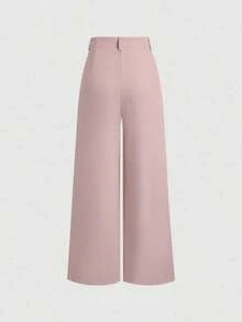 Pantalones anchos plisados de mujer de elegante estilo vintage jacquard, para otoño/invierno - Rosa - Ver 2