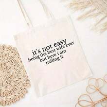 Free Shipping, Local Delivery In Mexico, 4-Day Delivery. Funny Canvas Bag For Women. Being The Best Wife Isn't Easy, But I Did It - Durable, Machine Washable, Casual Shoulder Bag Suitable For Everyday Use, Shopping, And Running Errands. - 棕色 - 查看 5