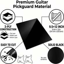Lámina en blanco de 3 capas de 9.5x12" para placa de protección de guitarra y bajo, material de reemplazo DIY para placa rascadora y placa posterior de guitarras estilo Jazz Bass, ST TL (Negro) - ColorA - Ver 3